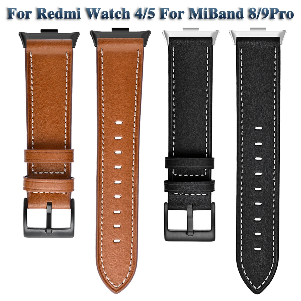 Vintage Leather Smartwatch Band - Elegant Replaceable Wristband Bracelet