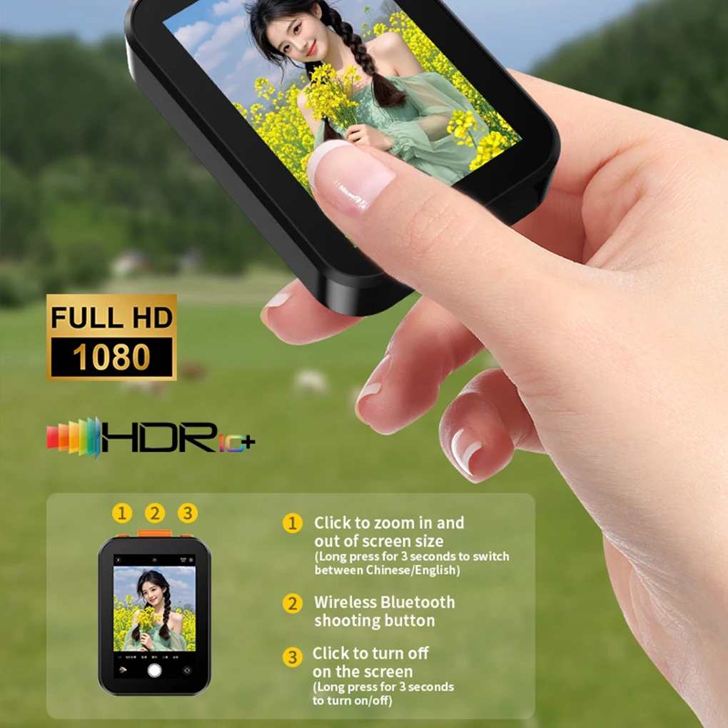 Mini Portable Screen Selfie Phone Screen For iphone Vlog Selfie monitor with Sound Projection Bluetooth Remote Photography