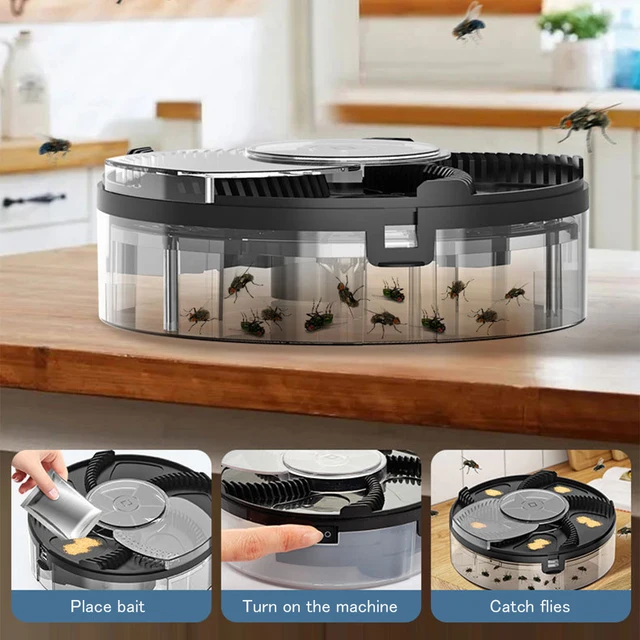 Elektromos Légycsapda 1200Mah Usb Újratölthető Automatikus Légykapó Biztonsági Forgáforgó Károsító Fogó Készülék Csendes Beltéri Rovar Elutasítás - Image 3