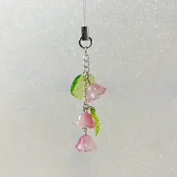 Blossoming Pink Lily of the Valley Charm Accessory (Transparent green)