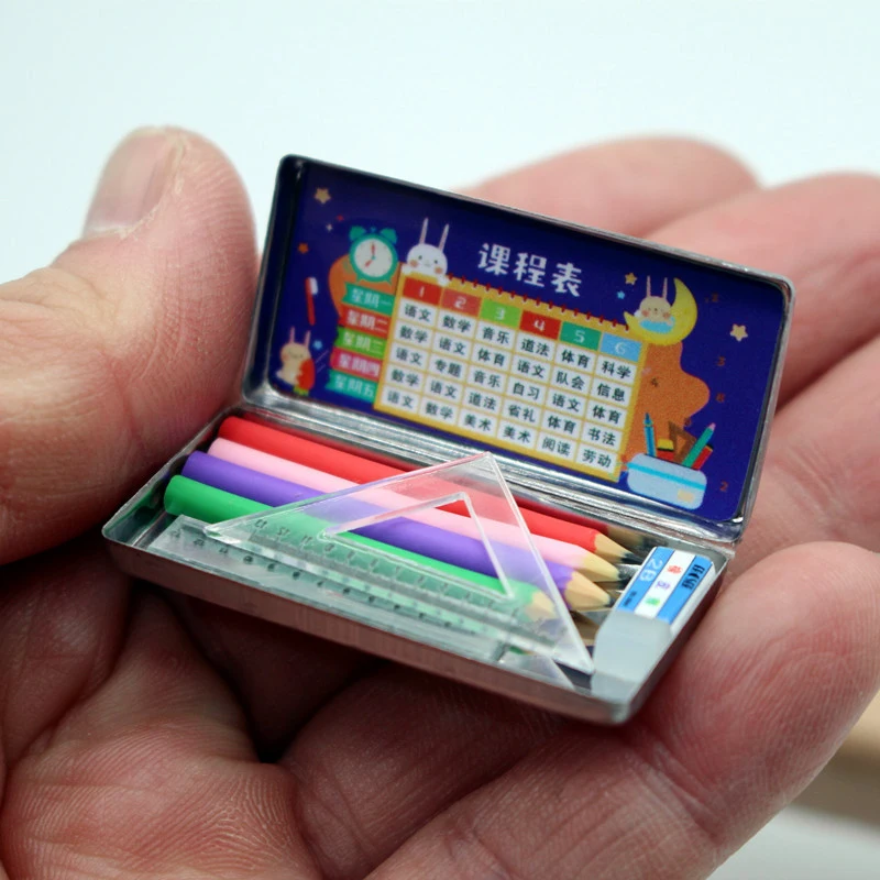 

Миниатюрные канцелярские принадлежности для кукольного домика в масштабе 1:6/1:12, Женский Органайзер, коробка для канцелярских принадлежностей, коробка для карандашей, модельные аксессуары, детские игрушки для ролевых игр