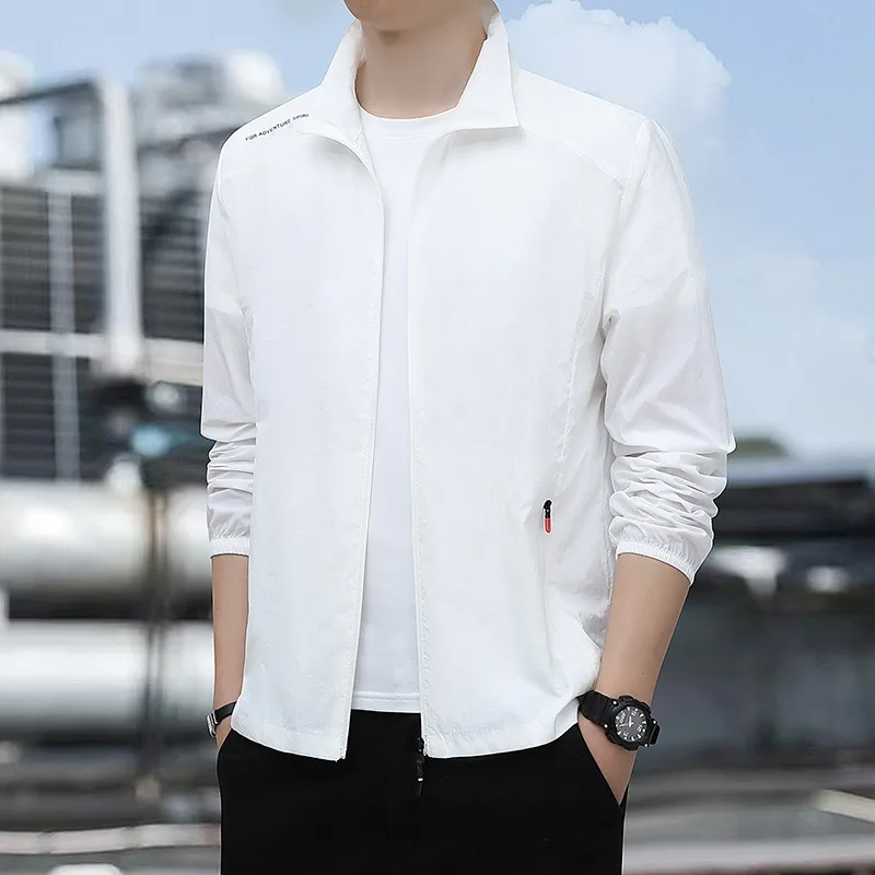 2024 Sunscreen Clothing for Men's Summer Coat Thin Skin Light Breathable UV Protection Ice Silk Men's Sunscreen Clothing for Men