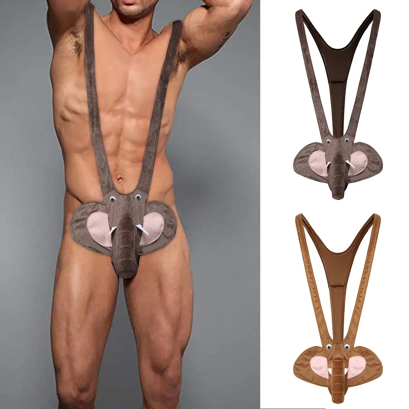 Uomini Sexy G String Homme Borat Beach Wear Sospensorio Uomo Perizoma Costume Fantasia Biancheria Intima Gay Elefante Viso Regalo Biancheria Intima Ma