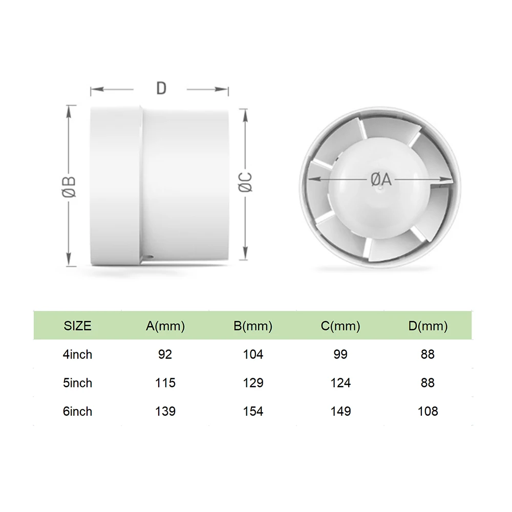 4/5/6 inch 220V Round Ceiling Window Exhaust Fan Ventilator for Bathroom Kitchen Washroom