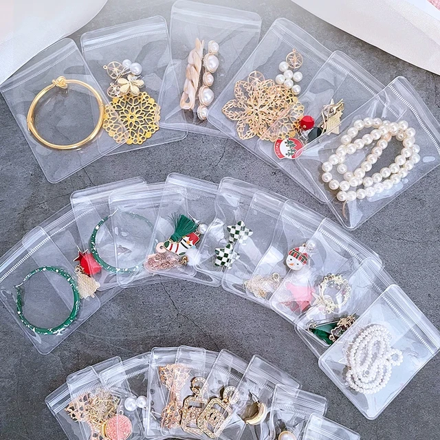 Transparent Zip Lock PVC Bags Jewelry Bag Pouches Anti-oxidation Bag  Earring Bracelet Necklace Jewelry Storage Organizer Box