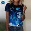 Mickey Mouse Stitch Print T-shirts Tops for Women Lady Summer Children T-shirts Casual O-neck Ohana Stitch Disney T-shirts 4