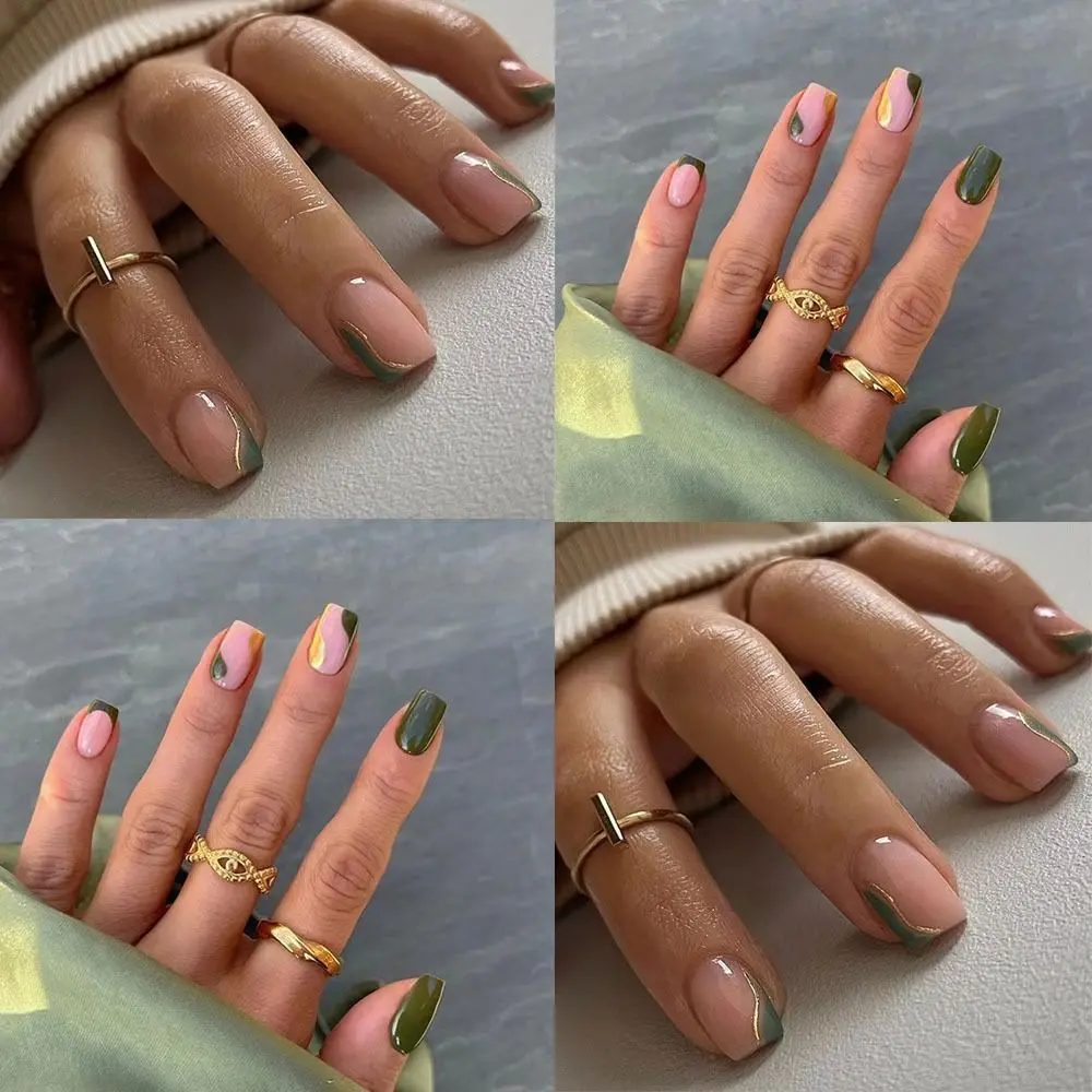 

Накладные ногти с полным покрытием, 24 шт., накладные ногти с круглой головкой, французские короткие накладные ногти, балерина