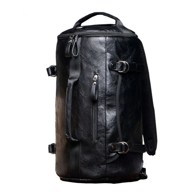 

2023 Black Color PU Travel Bag Men Male Large Capacity Shoulder Bags School Backpacks Rucksack