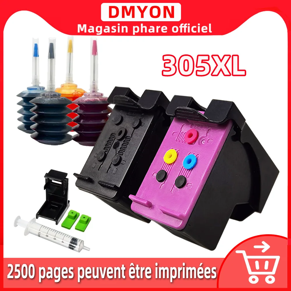 Cartouche d'encre 305 XL reconditionnée pour imprimante couleur HP