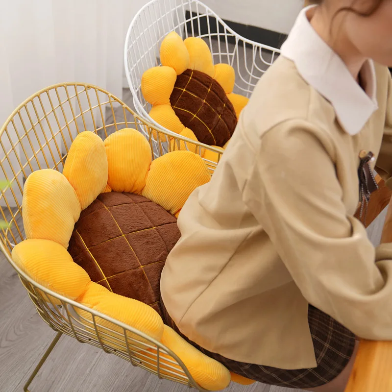 Cute Pillow Cartoon Flower Sunflower Cushion Stuffed Toy School Car Backrest Cushion Photography Prop Birthday Gift Home Textile 4