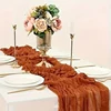 1pc Terracotta Boho Crinkle Table Runner, Long Gauze Rustic Cheese Cloths for Wedding Bridal Shower Birthday Party Decorations 1