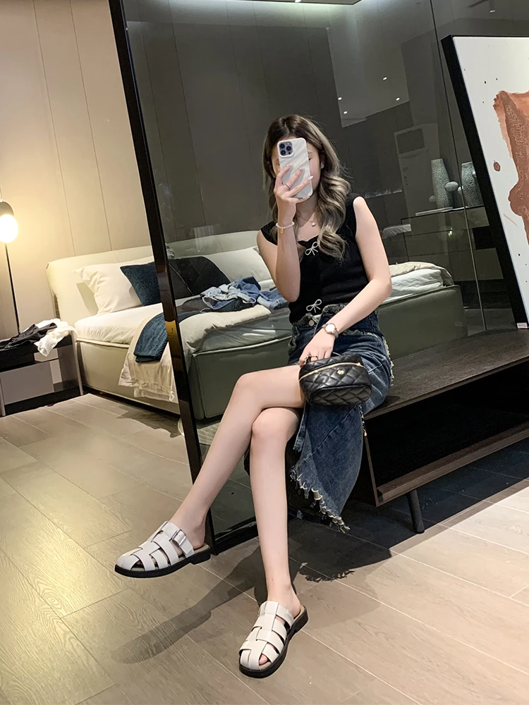 

Women's slippers 2023 Summer New Fashion Weaving Low Heel Anti slip Comfortable Roman Sandals