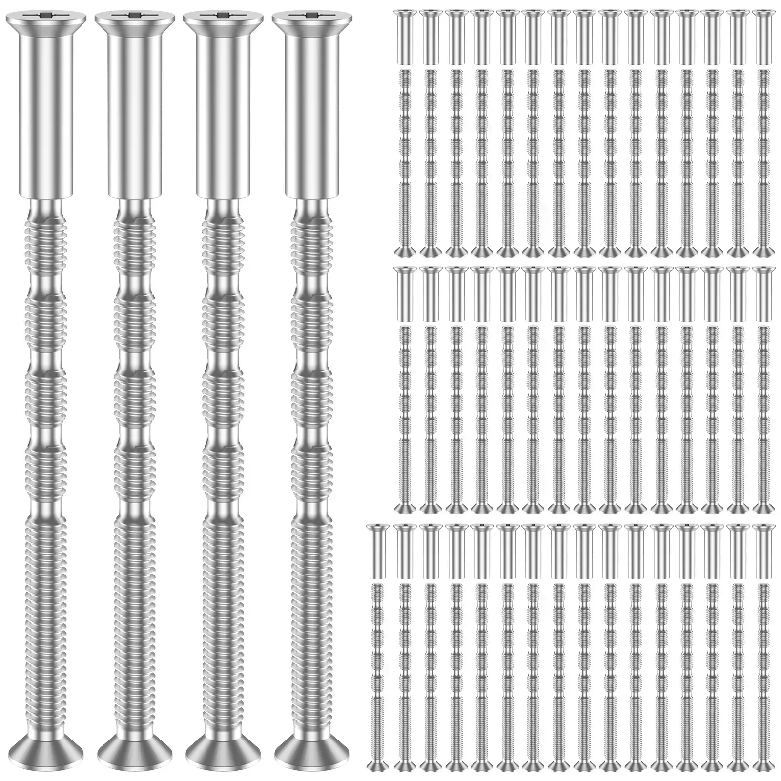 

50 Set Door Handle Screw Universal Carbon Steel Connecting Screws M4×16 Cross Sleeve M4×60 Bolts for 35-60mm Thick Doors