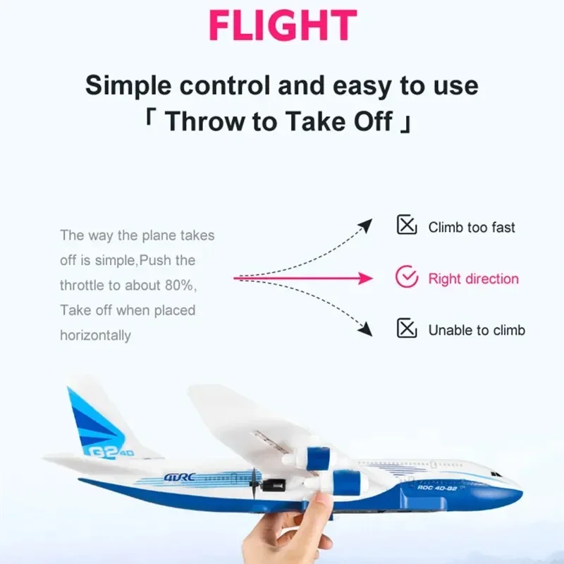 G2 Simulation RC Passenger Plane EPP Anti-fall Material Cool Lighting RC Fixed-Wing Glider Airplane  Intelligent Balance System 6