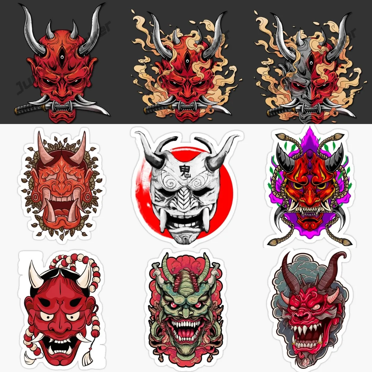 

Японские наклейки на автомобиль Hannya, наклейка на автомобиль, красный демон, окно, дьявол, бампер, винил, топливный бак, мотоцикл, ноутбук, Стайлинг