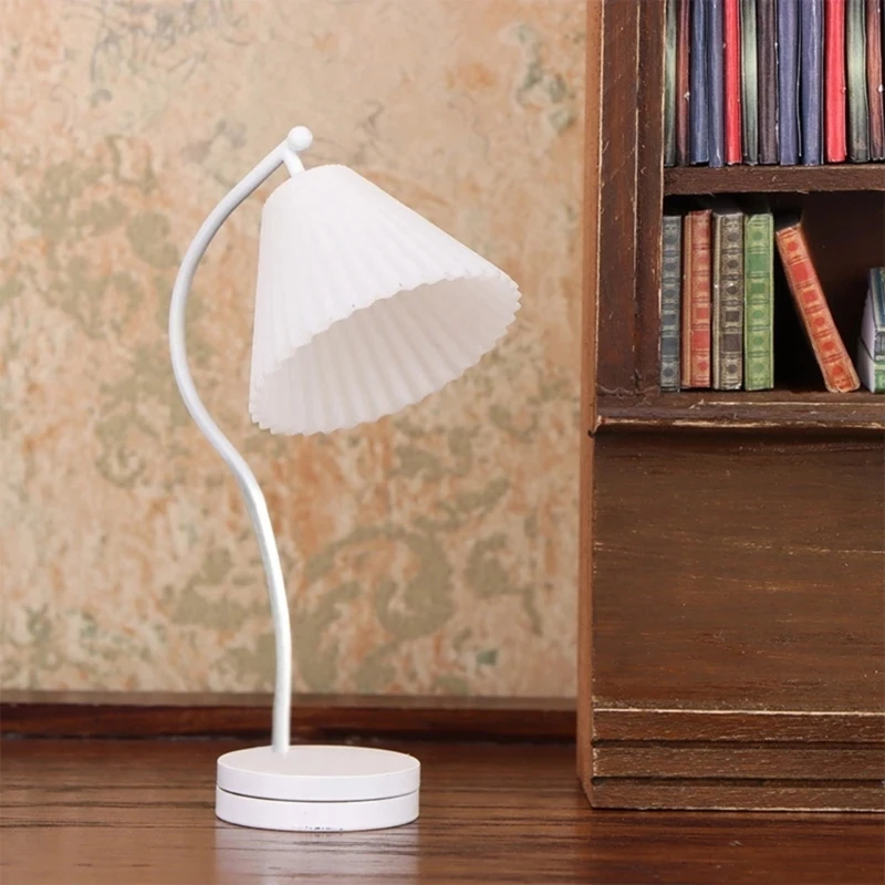 1:12 Scale Dollhouse Mini Table Lamp Modern Furniture Model Miniature Bedside Reading Lamp Toys Doll House Room Light Decor
