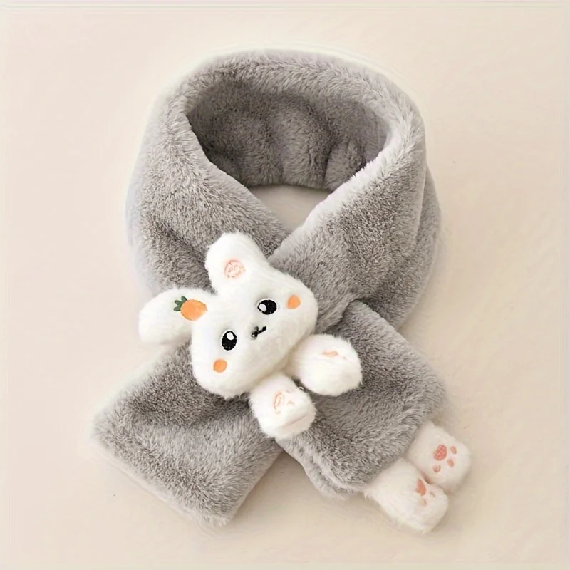 Kids Scarf Cartoon Bunny Design Thickened Acrylic Knit Warm Winter Accessory for Girls 2-10 Years Cute Style 1pc children scarf