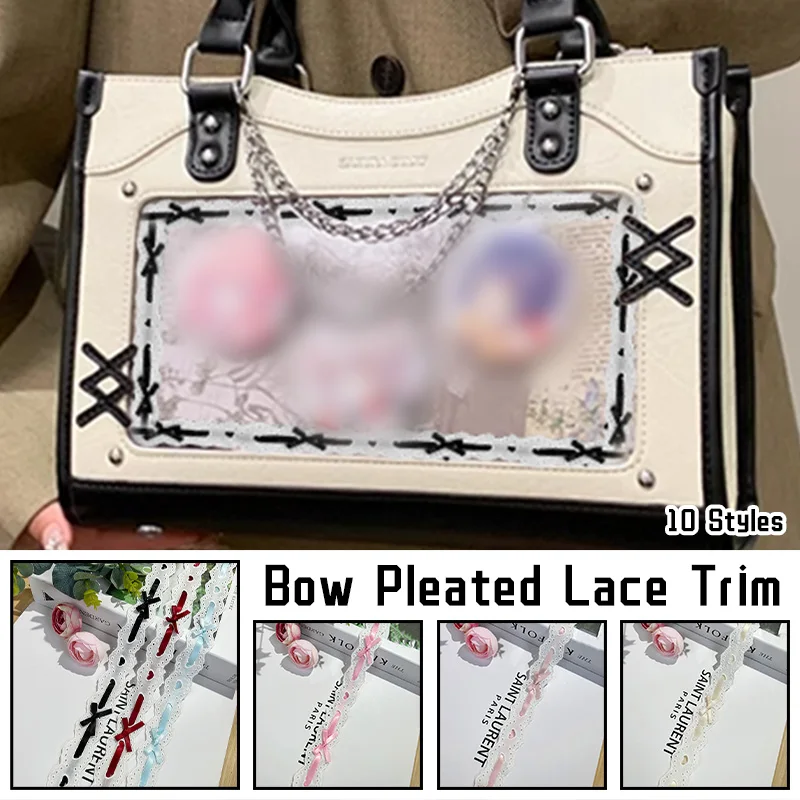 1yard Bow Pleated Lace Lolita DIY Wear Ribbon Lace Trims Baby Clothes Skirt Hem Clothing Garment Handmade Materials Wide 3cm