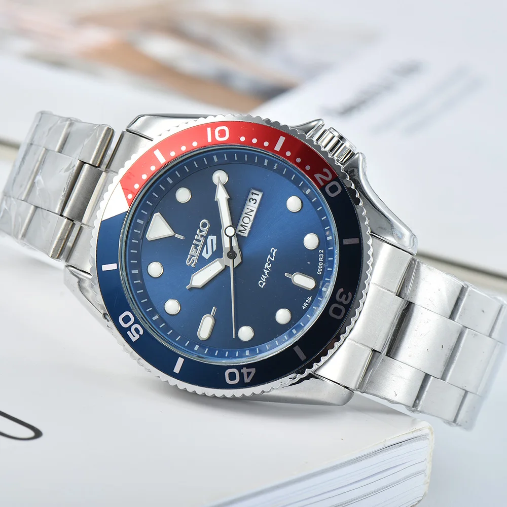

Высококачественные роскошные деловые модные кварцевые часы Seiko, мужские стальные зеркальные Автоматические наручные часы с датой, мужские часы AAA