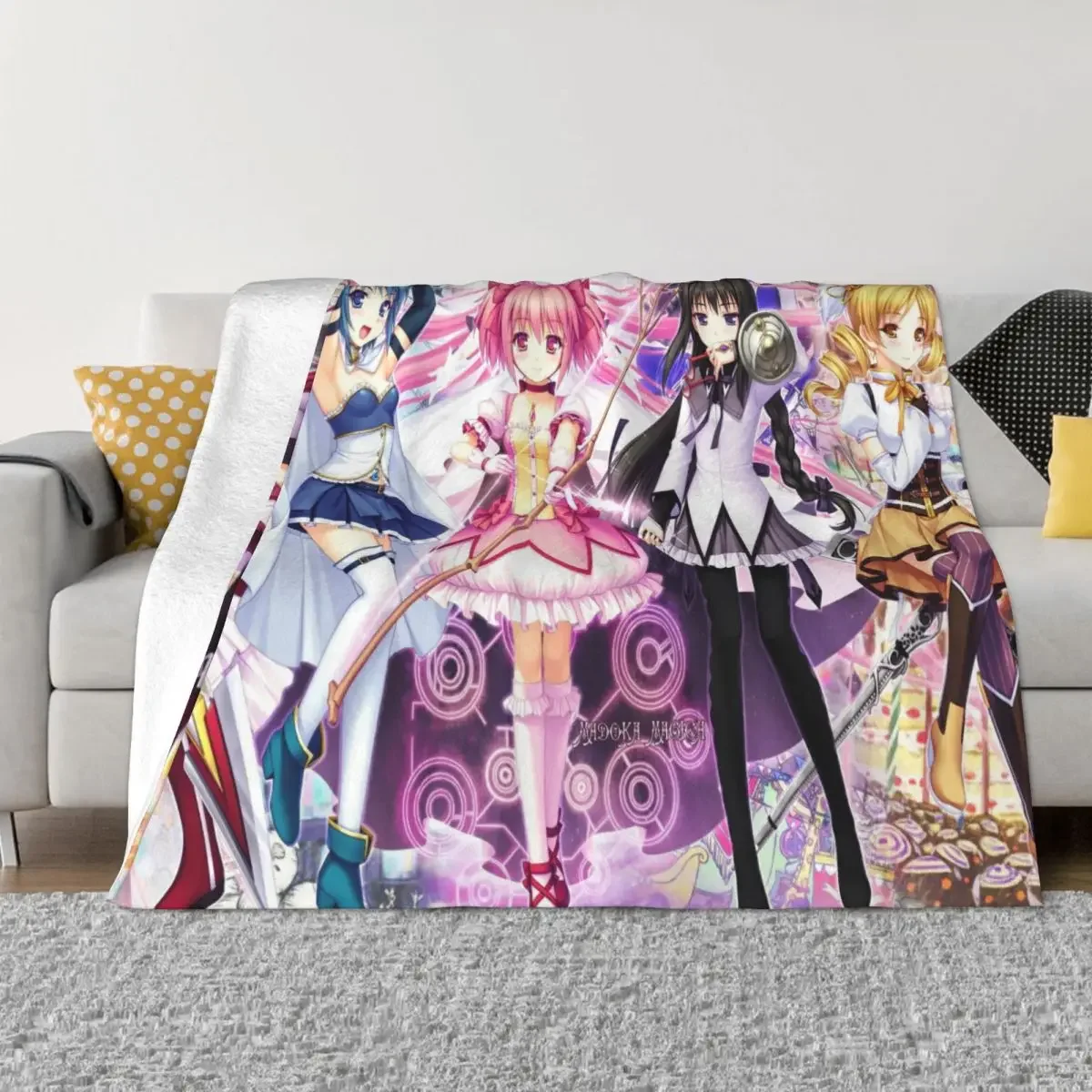 

Puella Magi Madoka Magica Anime Blanket Flannel Spring Autumn Cute Girl Warm Throws For Winter Bedding