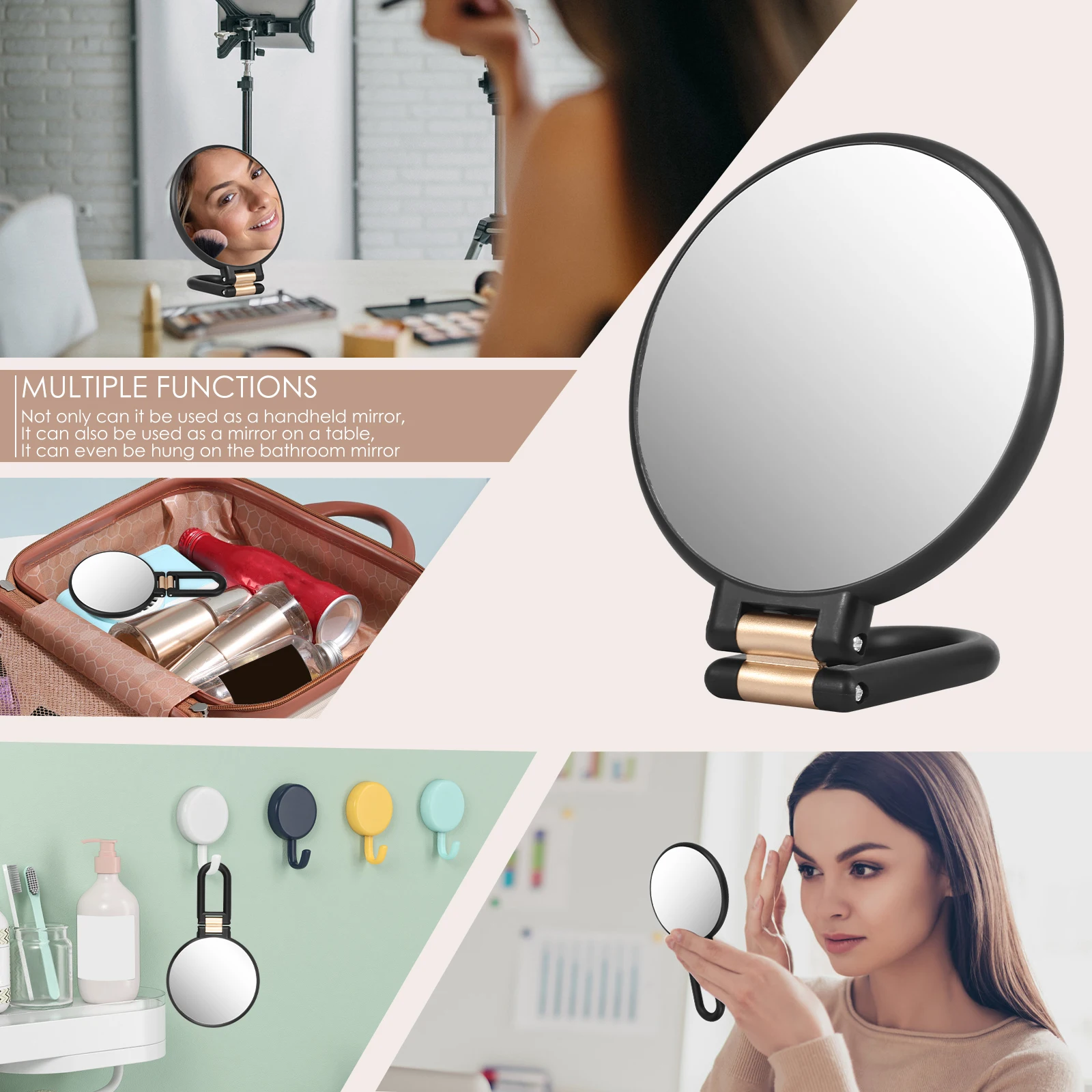 Magnifying Mirror, Hand Mirror with Handle, Double Sided Hand Mirror with 30X/1X Magnification, Travel Foldable Makeup Mirror