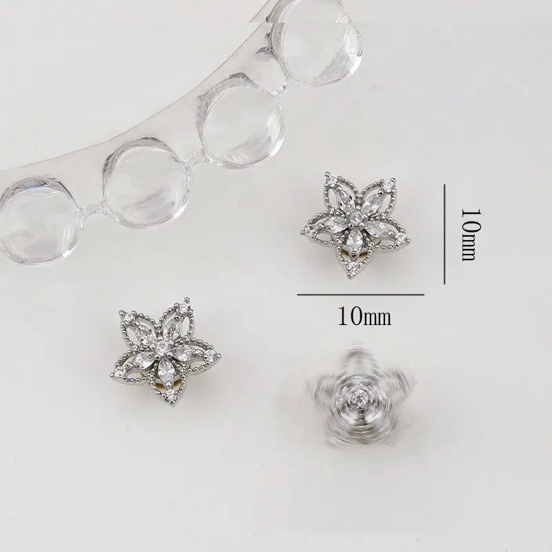 10 teile/los Luxus drehbare Blumen Zirkon Nail Art liefert Profis Teile Schmuck Dekorationen Nägel Zubehör Charms – Detail 10