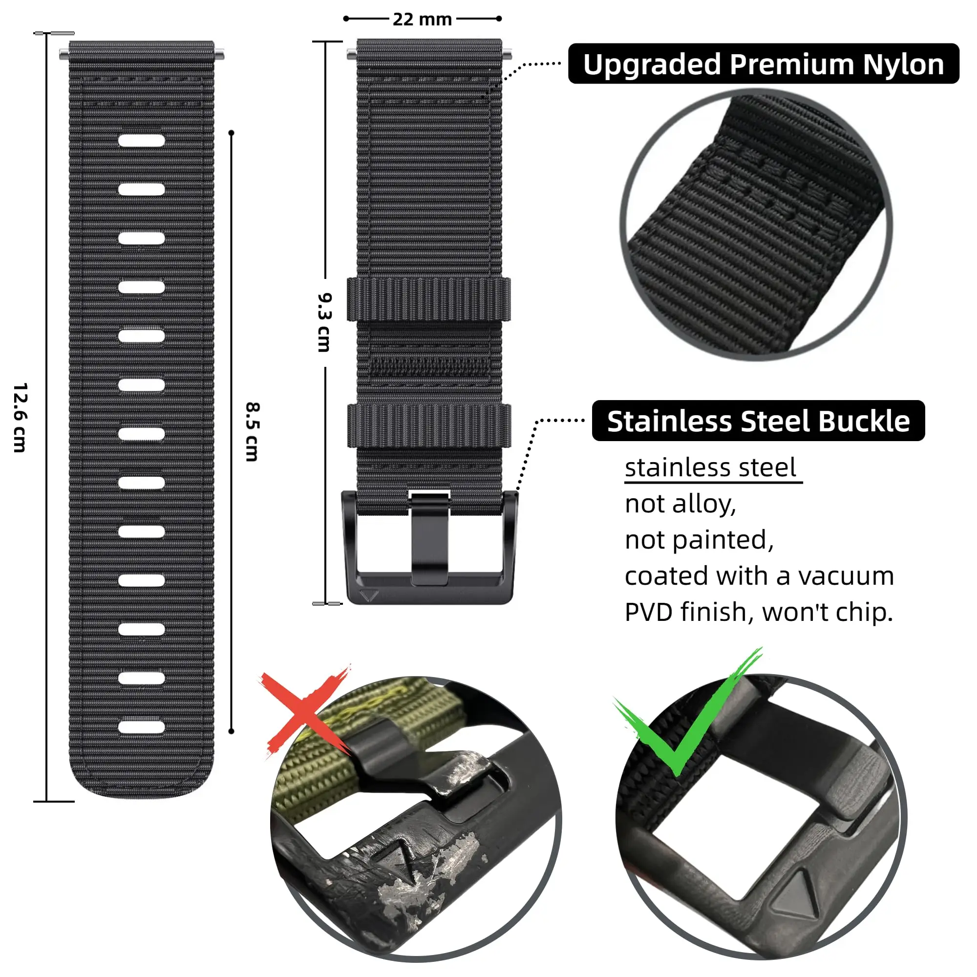 Nylon Outdoor Sports Band - 22mm Strap for Tactical and Esports Use
