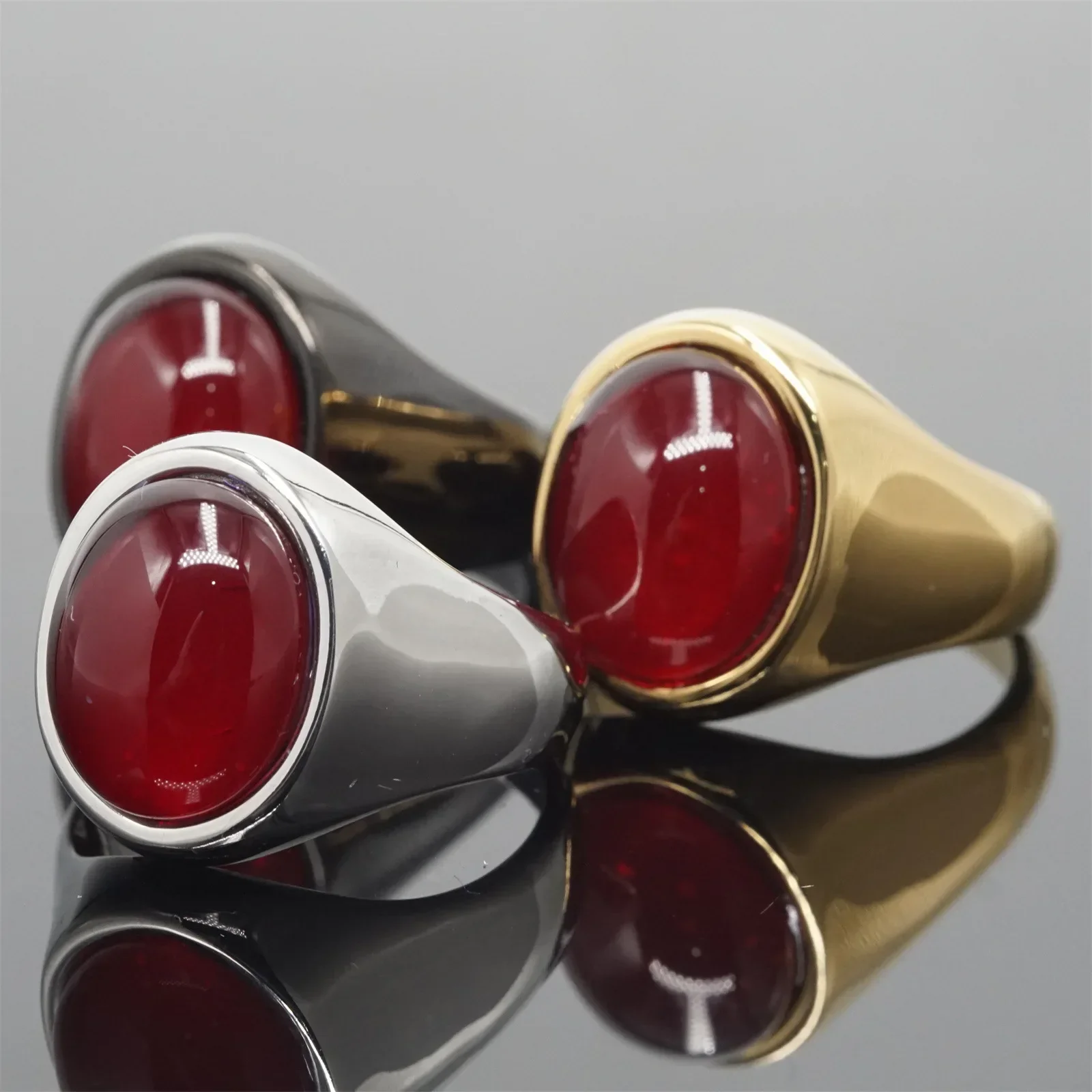

CHUANGCHENG Men and Women's Multi-color Jewelry, Retro Stainless Steel Fashion Trend Man Rings Size 7-12