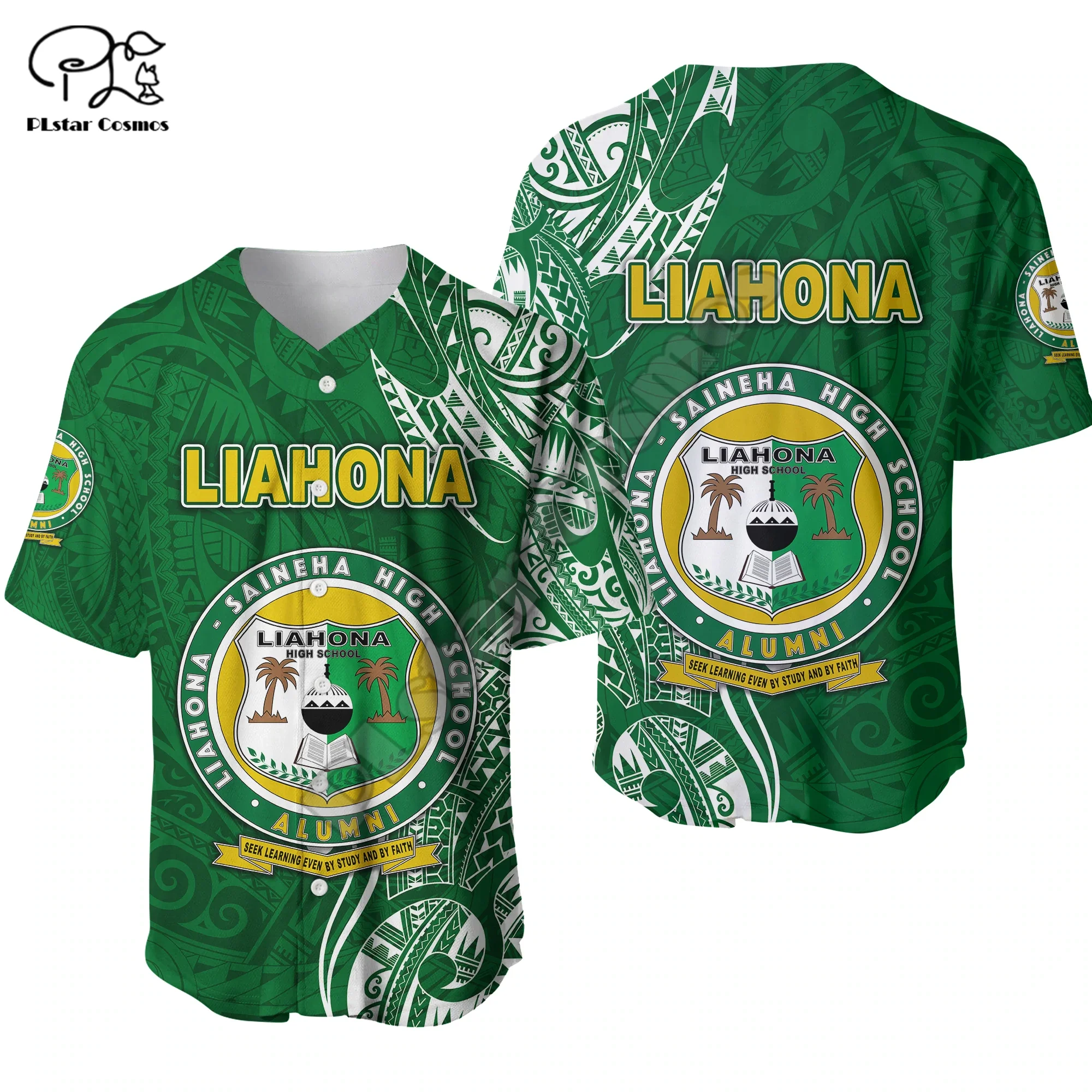 Polynesian Tonga Liahona Hight School Tattoo Tribal Retro 3DPrint Funny Summer Casual Baseball Shirts Jersey Short Sleeves X1