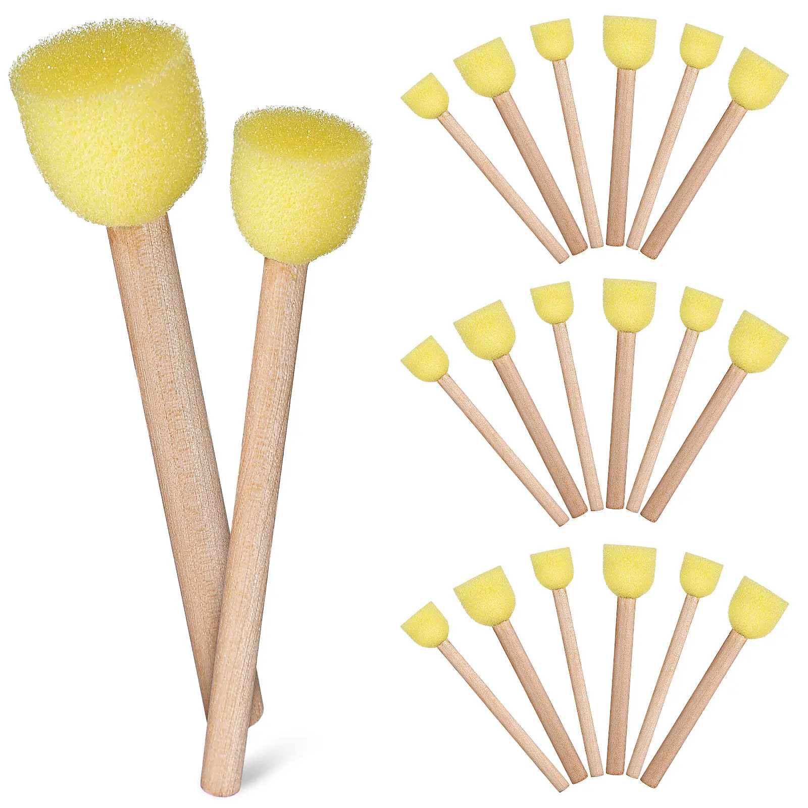 20Pcs 폼 스폰지 페인트 브러쉬 안전한 DIY 페인팅 도구 공예 예술 프로젝트를위한 라운드 플랫 스폰지 브러쉬 세트 폼 브러쉬