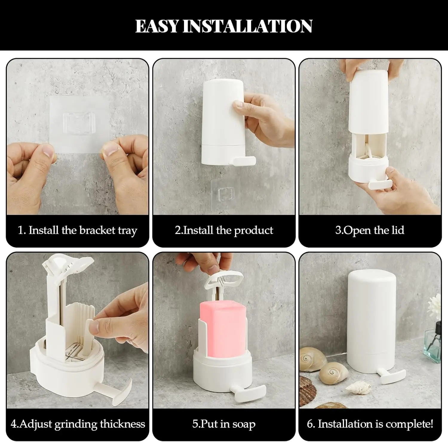 Soap Grater Grinder New Soap Bar Grinder Wall Mounted Moisture Resistant Easy To Use Soap Dispenser for Solid Hand Soap 6