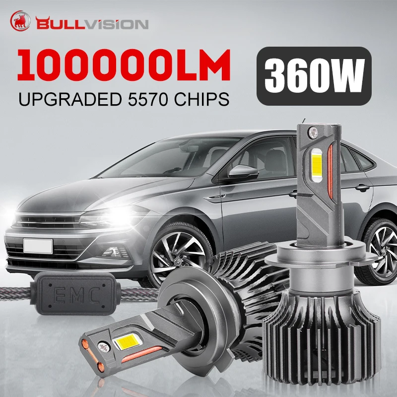

BULLVISION H4 светодиодный K5C 360W 100000LM светодиодный H7 H11 H1 H8 Canbus EMC H9 HB3 9006 HB4 9012 HIR2 H16 5570 CSP, автомобильные фары, противотуманные фары