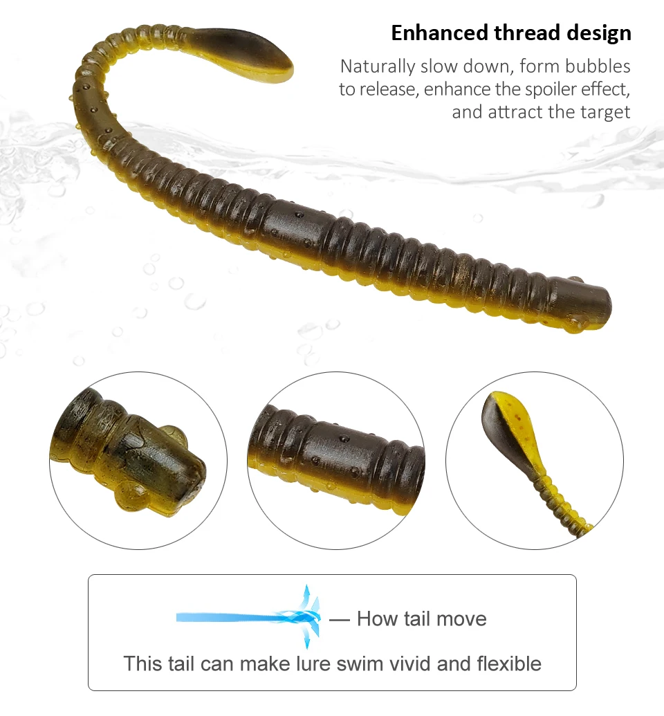 50-teiliges Angelköder-Set, schwimmender Slug-Köder, sinkender Regenwurm, weicher künstlicher Silikonköder, Meer-Wobbler, Wurmköder, alles zum Angeln – Detail 2