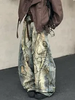 American Street Destruction Style Embroidered Denim Pants Oversized Retro Wash Personality Fashion Loose Casual Wide Leg Jeans - Image 3