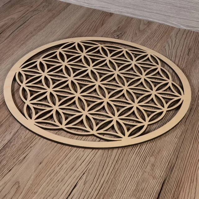20/30 Cm Szent Geometria Élet Virág Energy Mat Wood Slice Base Of Tisztító Kristályok Gyógyító Tárcsa, Mint Az Otthoni Faldekoráció - Image 5