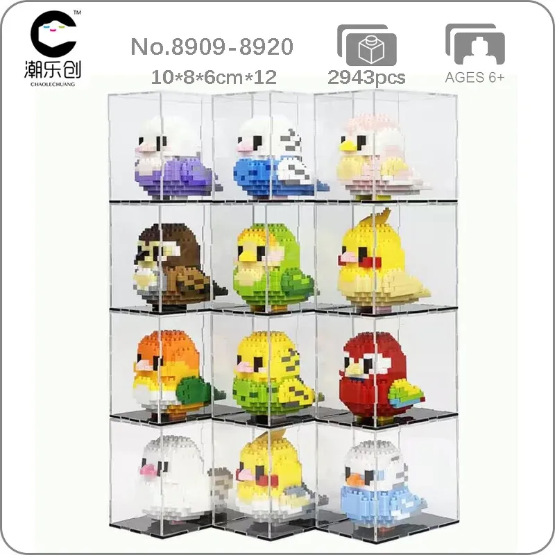 CLC Animal World Bird Parrot Sparrow Pigeon Cockatiel Budgerigar Macaw Pet Mini Diamond Blocks Bricks Building Toy Gift No Box