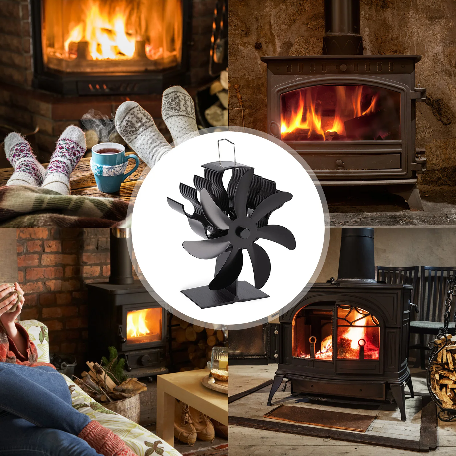 7 Blades Heat Powered Fireplace Fan Quiet Safe Burning Stove Fan Efficient Heat Distribution for Home Firewood Log Wood Burner fireplace fan