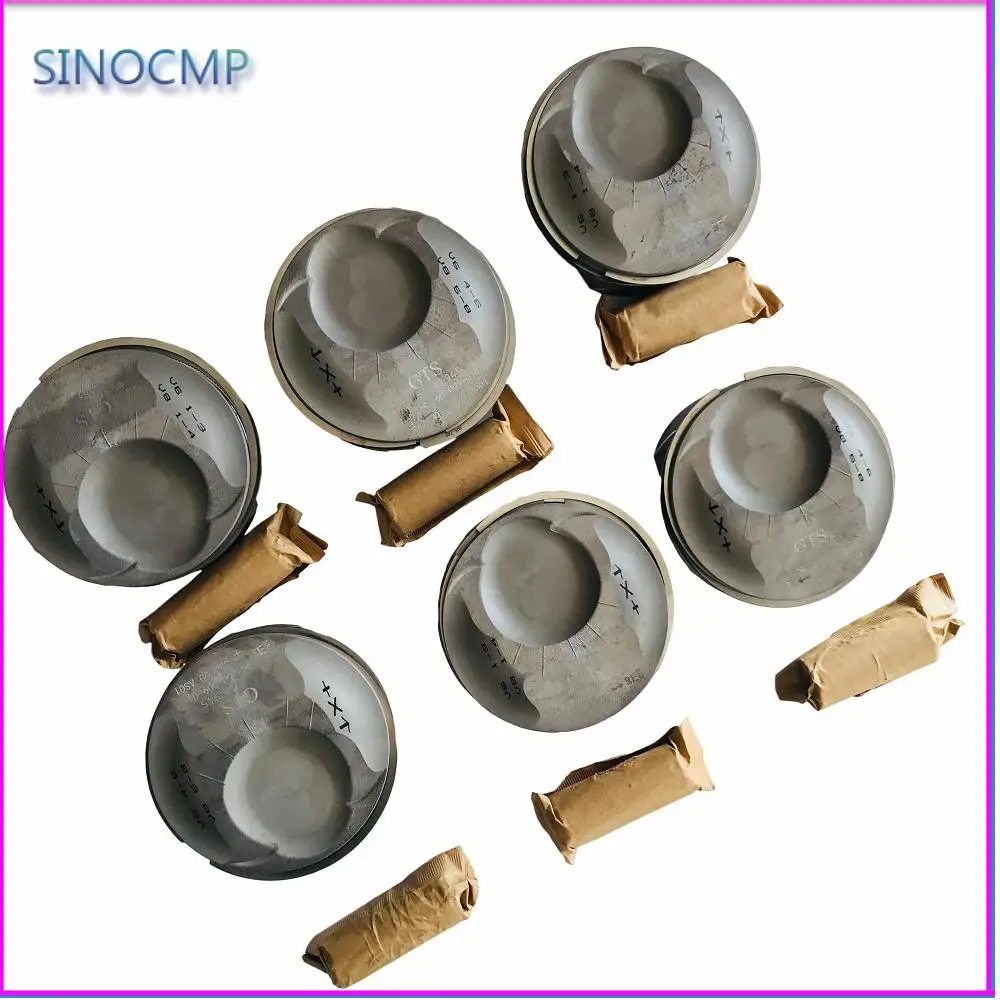 6pcs Engine Piston Set Car Pistons & Rings Kit 3.6 4640 94810304824 94810304724 For 2011-PORSCHE PANAMERA V6 Car Parts