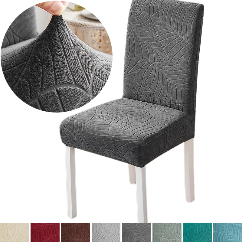 Solid Elastic Dining Chair Cover for Room Spandex Stretch Jacquard Wedding Kitchen |