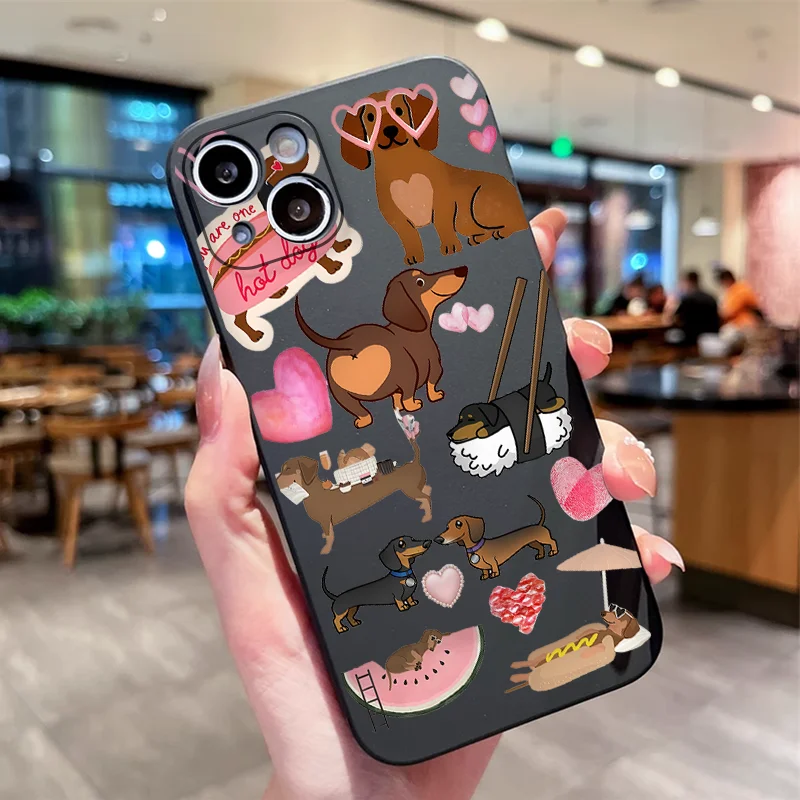 Adorable Dachshund Cartoon Dog Phone Case - Soft Protective Cover