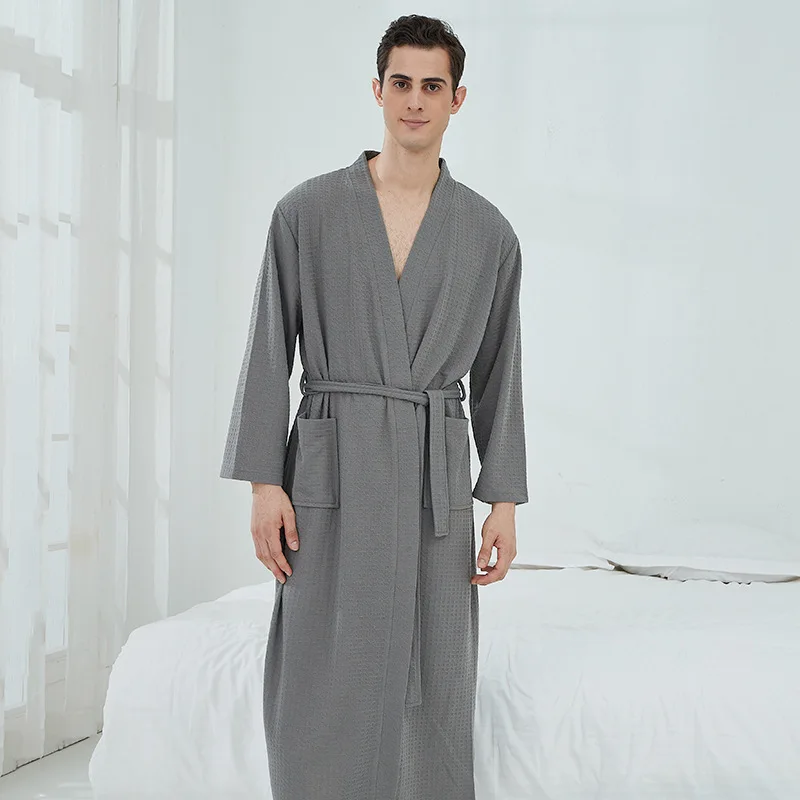 Lovers Summer Waffle Bathrobes Men Women Suck Water Kimono Nightgowns  Shower Sleepwear Long Bath Robe 3XL Pijama - AliExpress