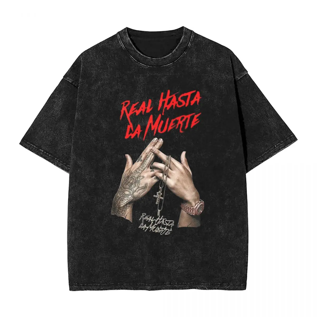 

Harajuku Cotton Tshirt Men Short Sleeve Tees Real Hasta La Muerte Summer Cotton Loose Washed Tops T-Shirt Oversized Tee Shirt
