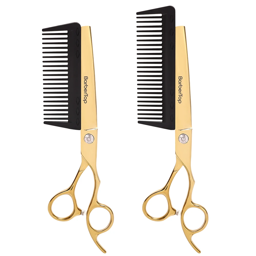 Description Picture 2 of itemBarbershop Haircut Flat Scissors Set 6.0 Inch Stainless Steel Hair Scissors With Comb Professional Hairdresser Hair Cutting Tool