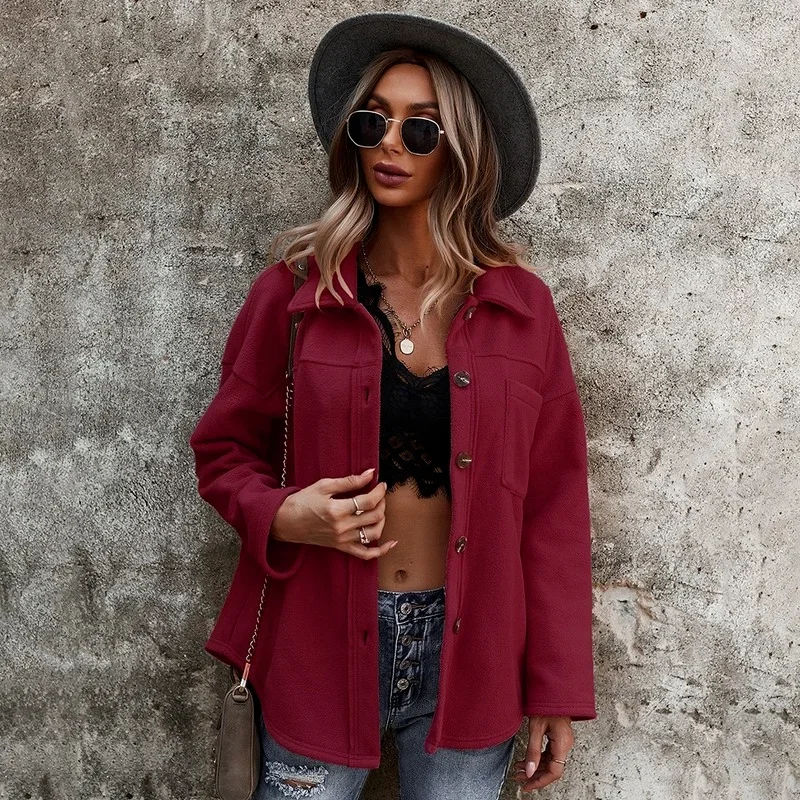 Autumn Winter Fleece Sweatshirts Women Lapel Long Sleeve Single Breasted Cardigan Warm Loose Casual Coats Solid Color Thick Tops