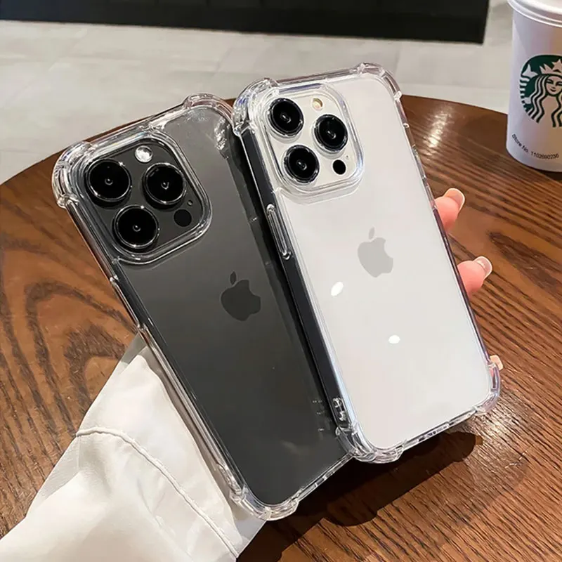 Luxury Shockproof Silicone Bumper Clear Phone Case with Transparent Hard Back Cover