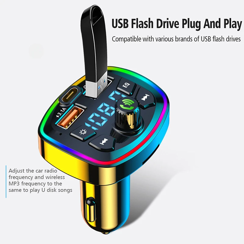 VIKEFON Wireless Car MP3 Player – 3.1A Dual USB Ports, FM Transmitter, Quick PD Charging, Hands-Free Use 6