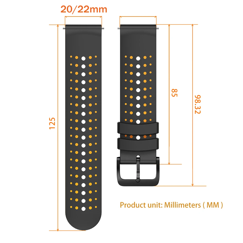 Two-Tone Silicone Watch Band - 20mm/22mm Adjustable Strap
