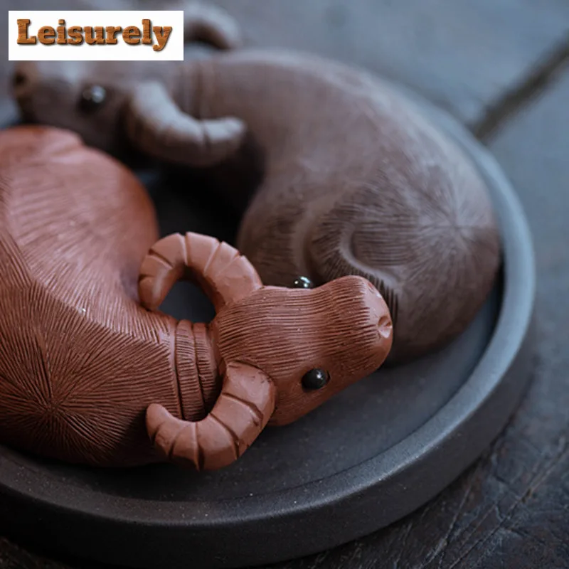 Cow Twists Qiankun Purple Sand Fortune Cow Tea Pet Creative Flowerpot Landscaping Tea Figurine Play Toys Tea Statue Ornaments