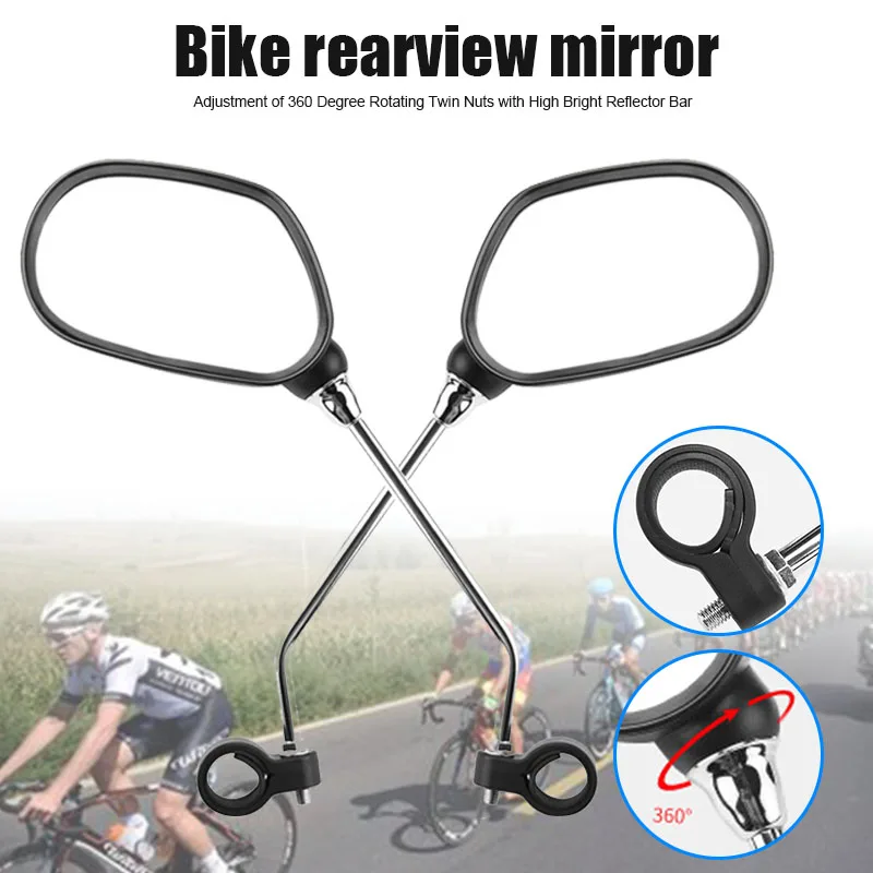 1pair Bike Rear Mirror Safety Right Left Bicycle Side Rear View Mirror For Cycling Rearview Reflector Adjustable Handlebar