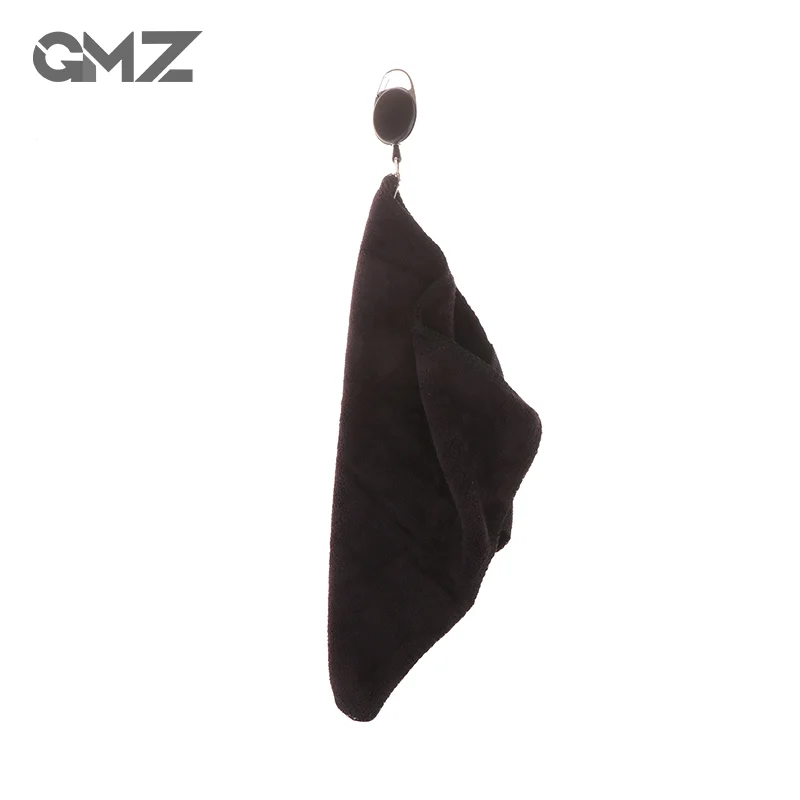 

Черное полотенце для гольфа, Влажная и сухая салфетка для чистки, идеальная для гольфистов, тряпки для чистки с выдвижным крючком, легко носить с собой, 1 шт.